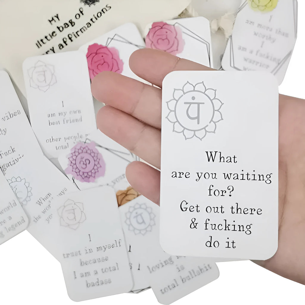 Set of 16 colourful affirmation greeting cards with positive messages in soft healing series style