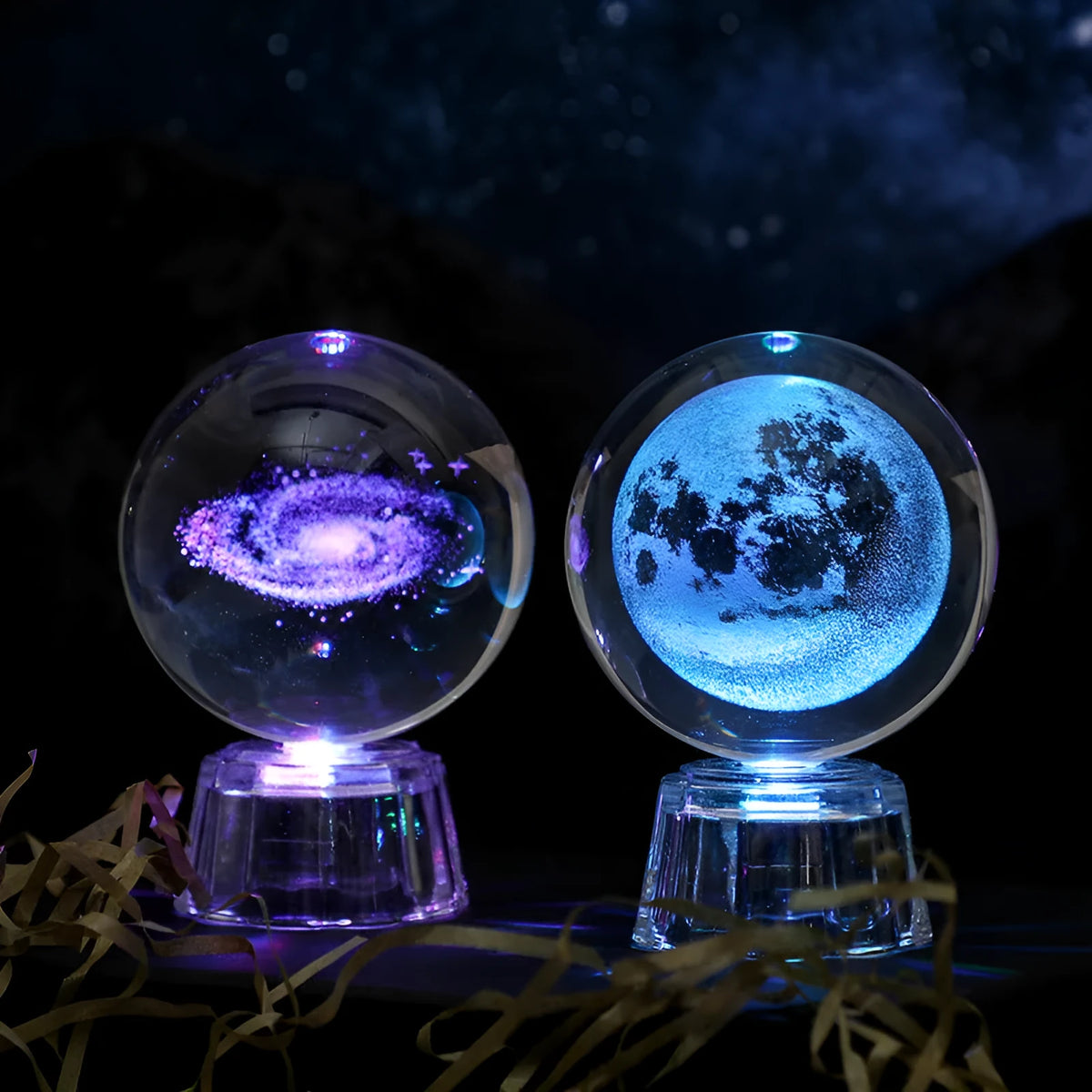 Transparent 6cm crystal ball ornament with inner carving design on fixed base