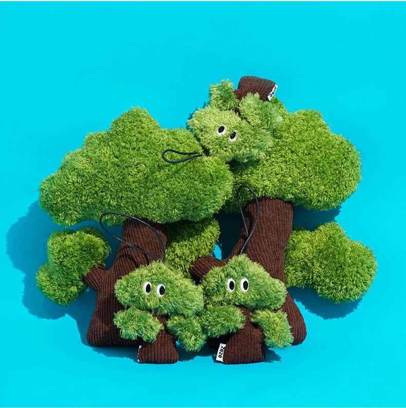 Pine tree shaped cat mint toy bag pendant with hanging cord and teasing stick