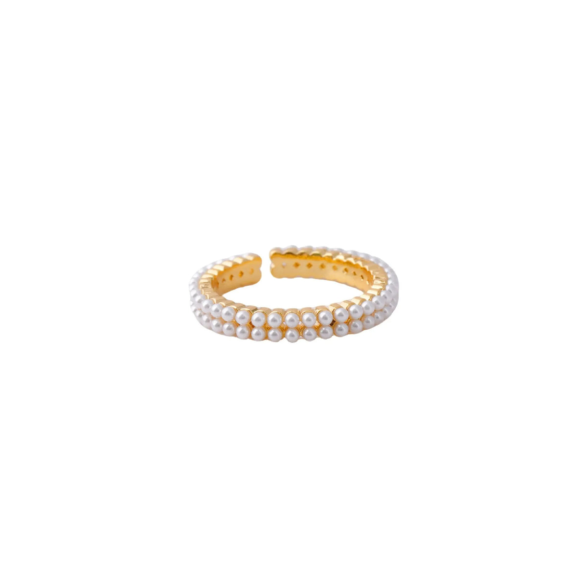 Gold electroplated women's ring with open mouth design and geometric modelling