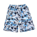 Men's floral print five-point swimming trunks in polyester fabric shown in one of twenty-four colour options