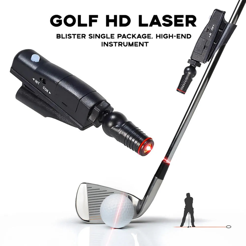 Black golf putting laser aiming instrument attached to putter for alignment practice