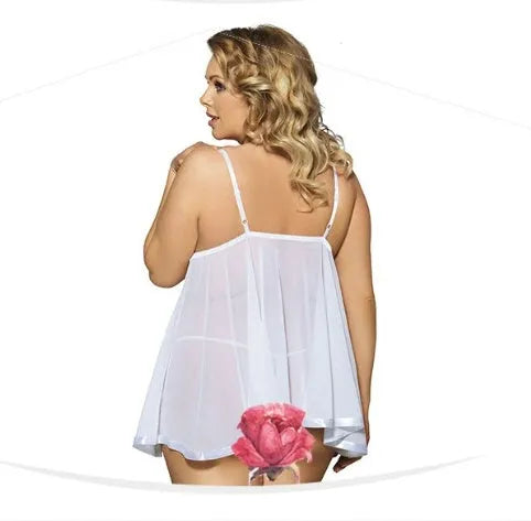 Women's purple lace and mesh lingerie sleepdress on a hanger