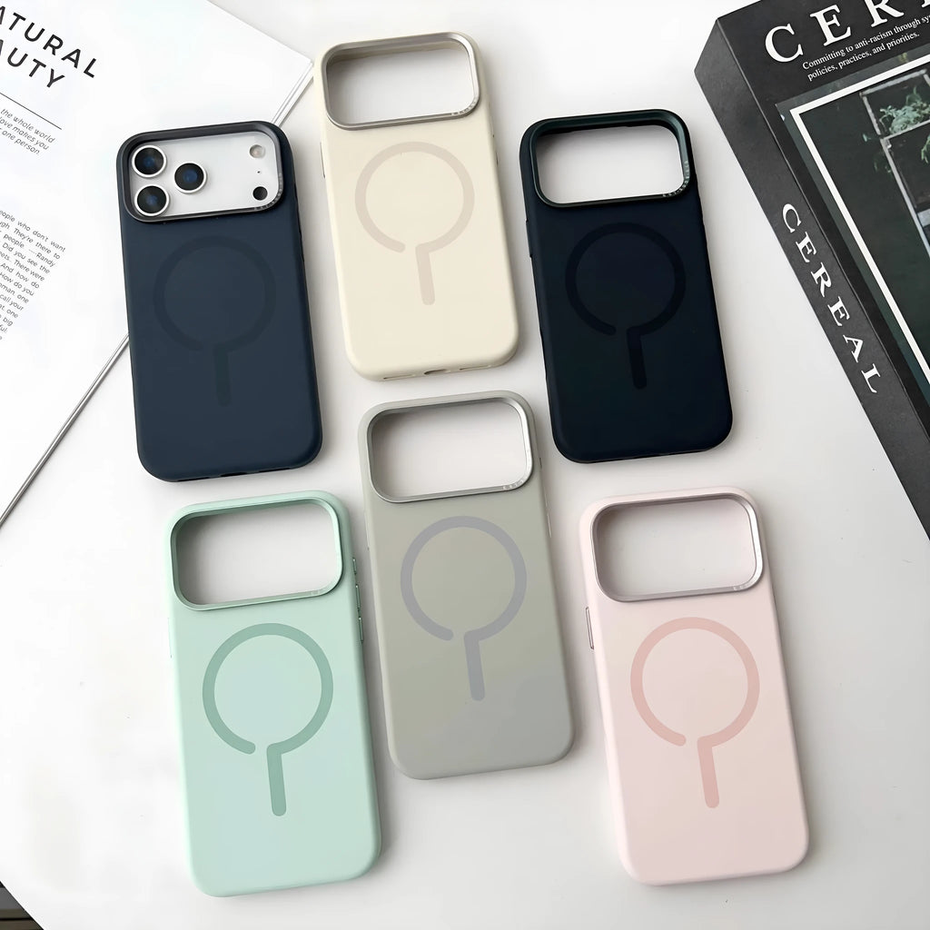 Ultra-thin magnetic hard shell phone case for Apple iPhone 17 series in black, dark blue or light gray