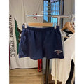 Dark blue cotton women's shorts with white flag embroidery and navy detailing in free size