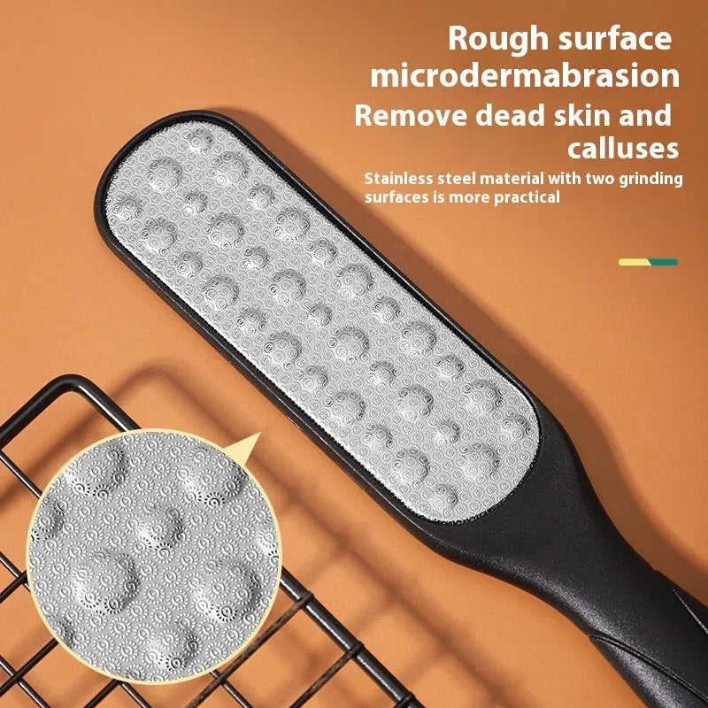 Stainless steel foot grinder with double-sided sandpaper-style gear for callus removal