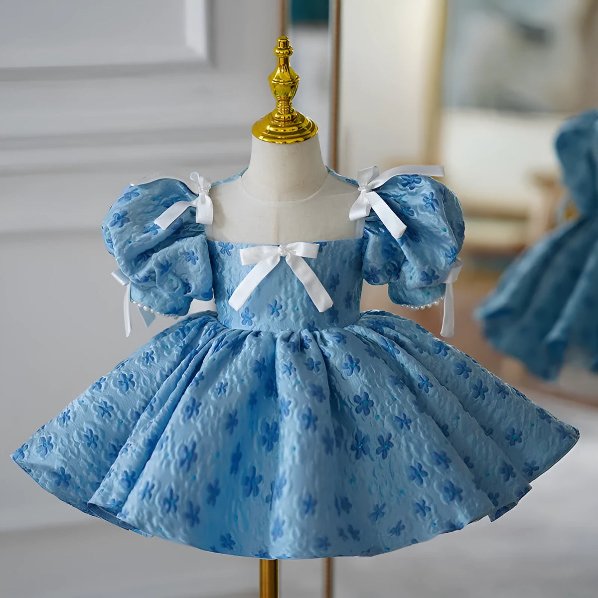 Girls' blue polyester princess dress with piano pettiskirt for Zhuazhou and birthdays