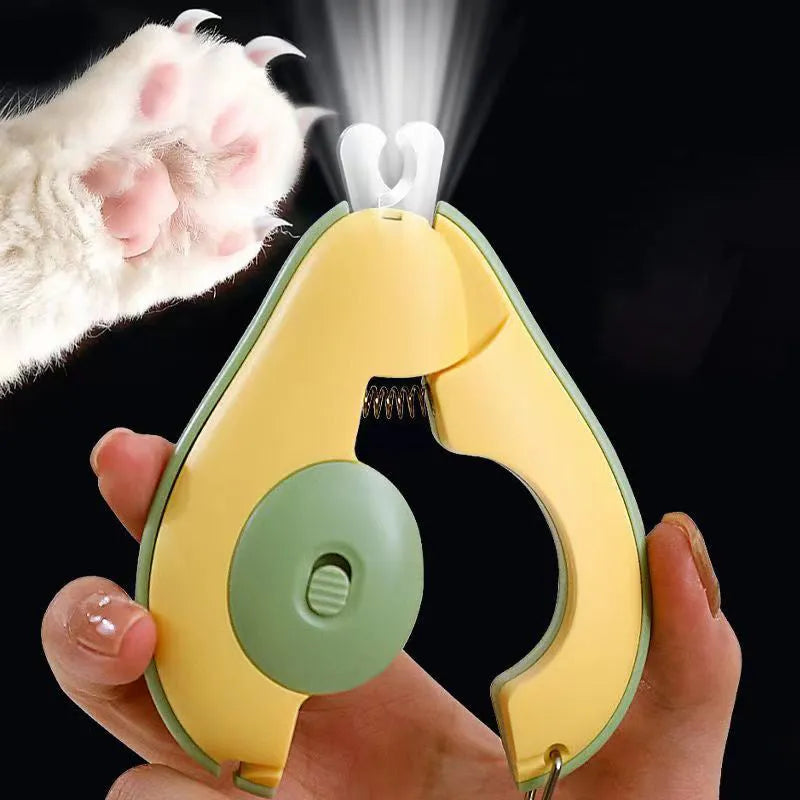 Professional LED pet nail clipper for small dogs and cats in green, pink, or white.