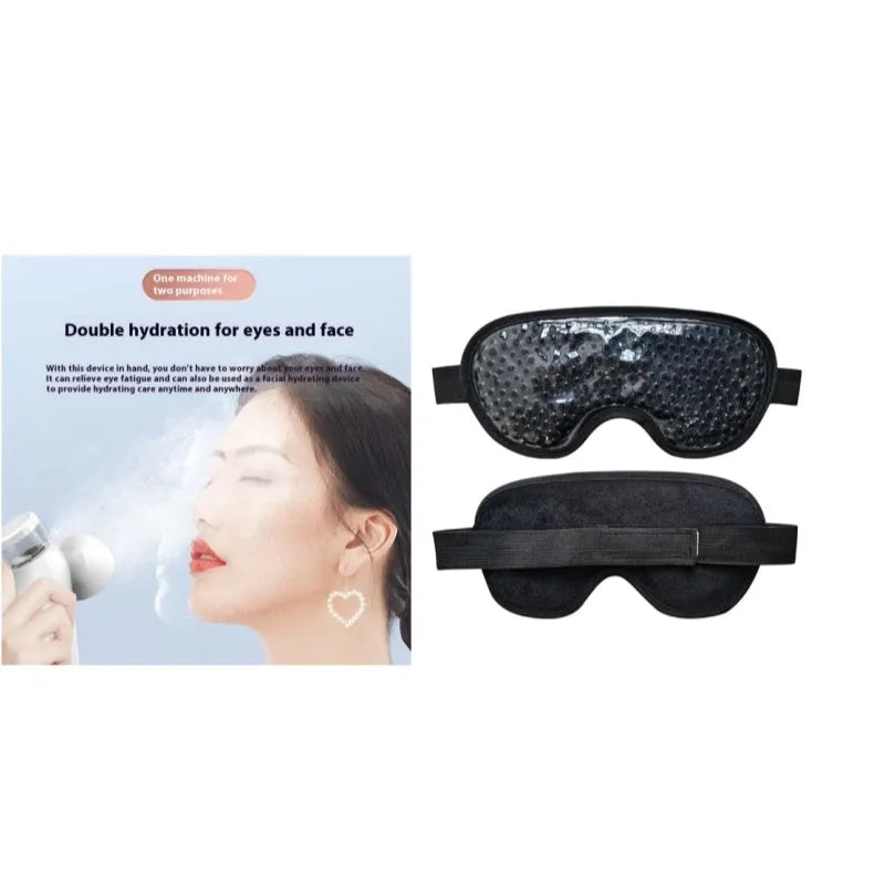White portable rechargeable eye mask for hot and cold compress therapy with atomisation function.