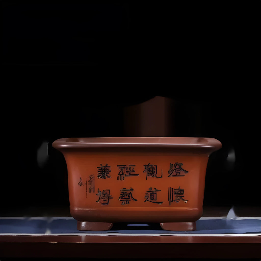 Extra large Chinese style purple clay bonsai flower pot for indoor planting