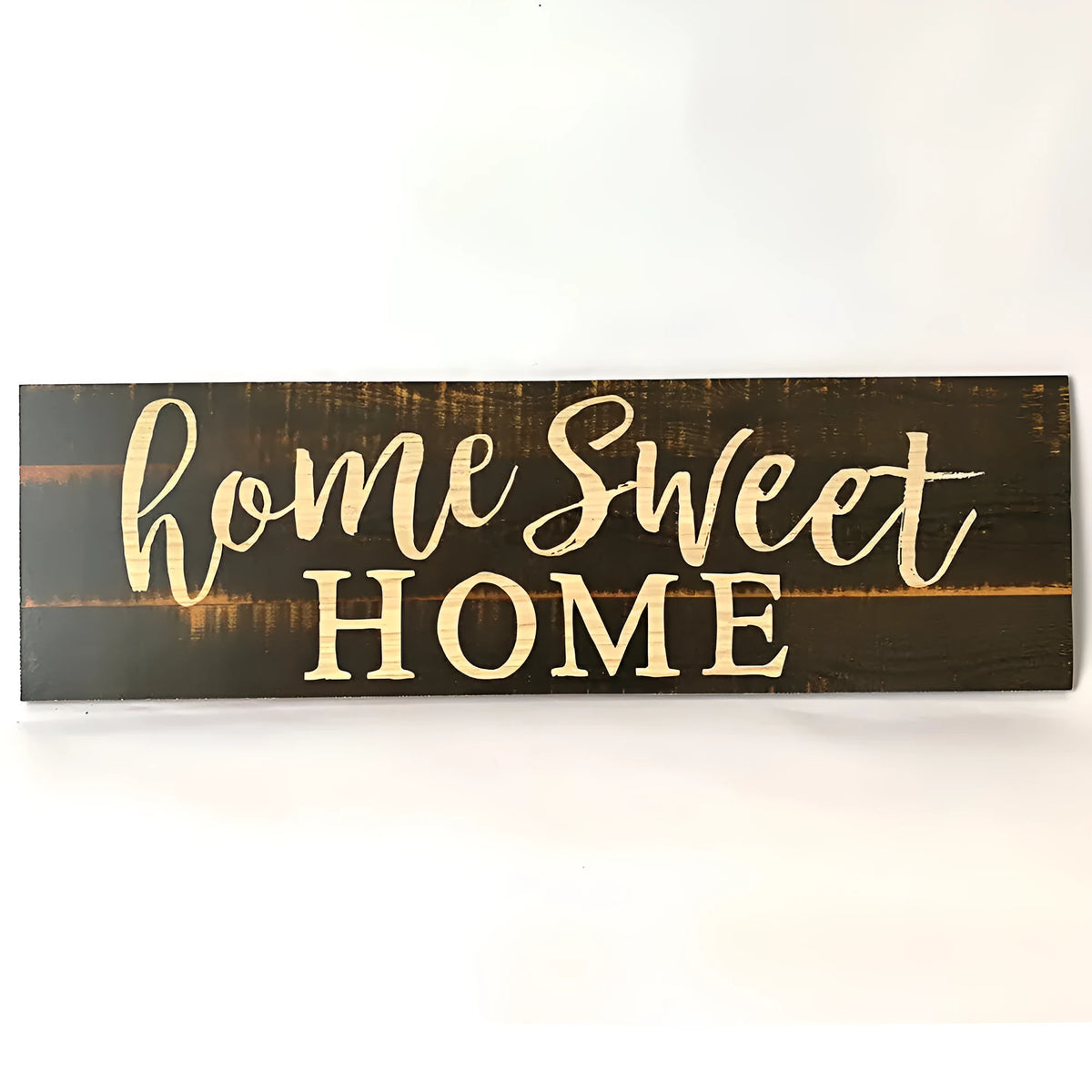 Hand-carved wooden wall hanging ornament, 40cm long, shown in black and white finish options.
