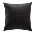 Solid colour soft cowhide leather pillow cover in brown on a neutral background