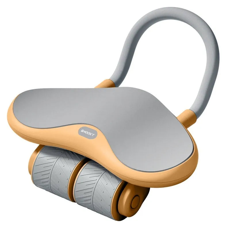 Three-wheel abdominal wheel fitness equipment with kneeling pad in black or orange colour