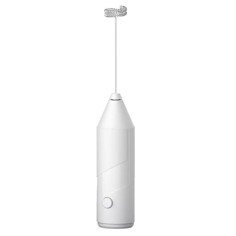 Mini handheld milk frother in black, white or khaki colours with USB charging port