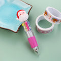 Christmas mini four-colour ballpoint pen with press mechanism showing festive designs