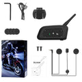 V6 Pro motorcycle helmet Bluetooth intercom unit with mounting clip and charging cable