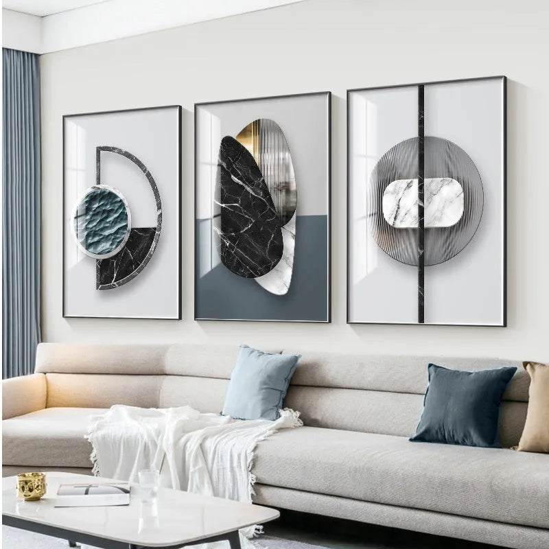 Abstract geometric pattern printed on a canvas wall art poster in a simple, modern style.