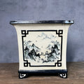 Hand painted ceramic flower pot with glazed finish and Chinese style landscape painting in Beautiful Scenery design