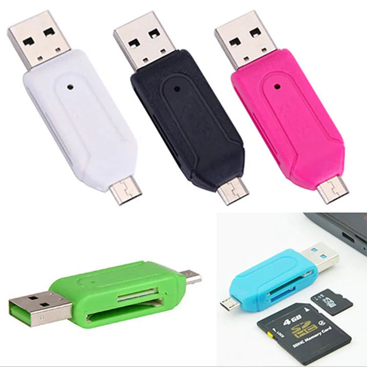 OTG card reader with micro USB connector for Android phones and computers