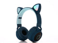 Cartoon cat ear wireless Bluetooth gaming headset in pink, light blue, purple, skin tone or green colours