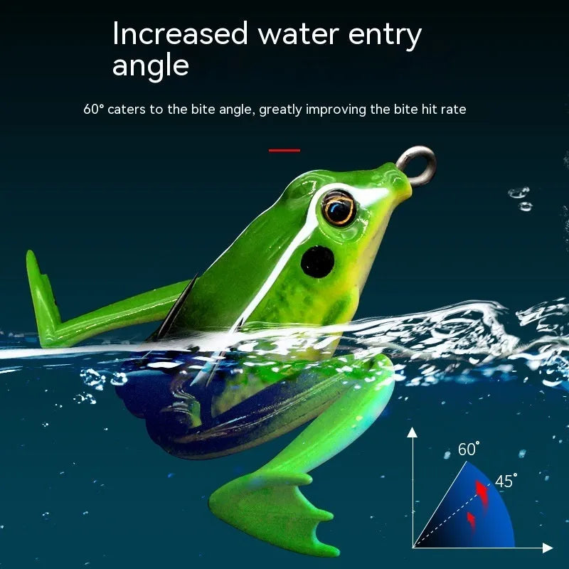 Luya bionic thunder frog fishing bait with double hooks in grass green colour