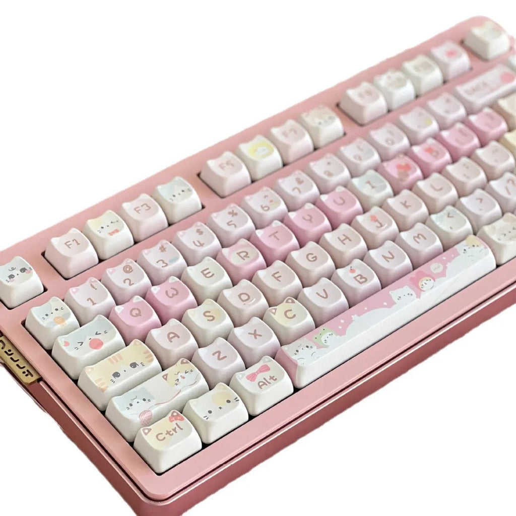 141-piece Meow Meow Team Height sublimation printed key cap set for mechanical keyboards