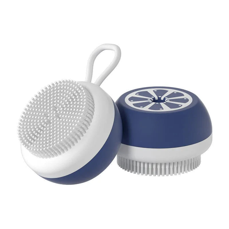 Soft silicone pet bath brush with massage head for dog and cat grooming during washing