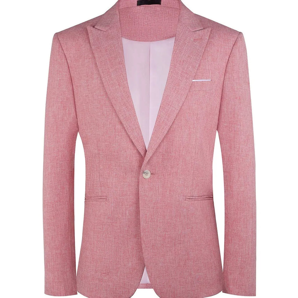 Men's light blue Western style two-piece suit jacket and trousers for smart casual spring summer wear