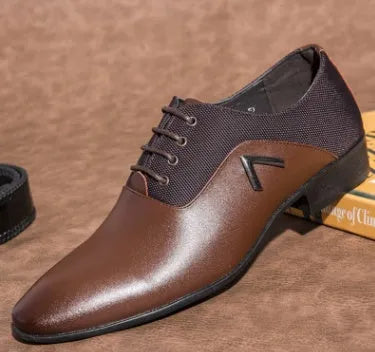 Men's black Oxford shoes with a low-top PU upper and rubber sole on a white background.