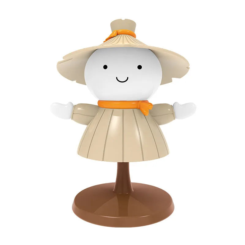 Cartoon scarecrow night lamp in brown, pink, or green with USB cable and dimmable bedside light