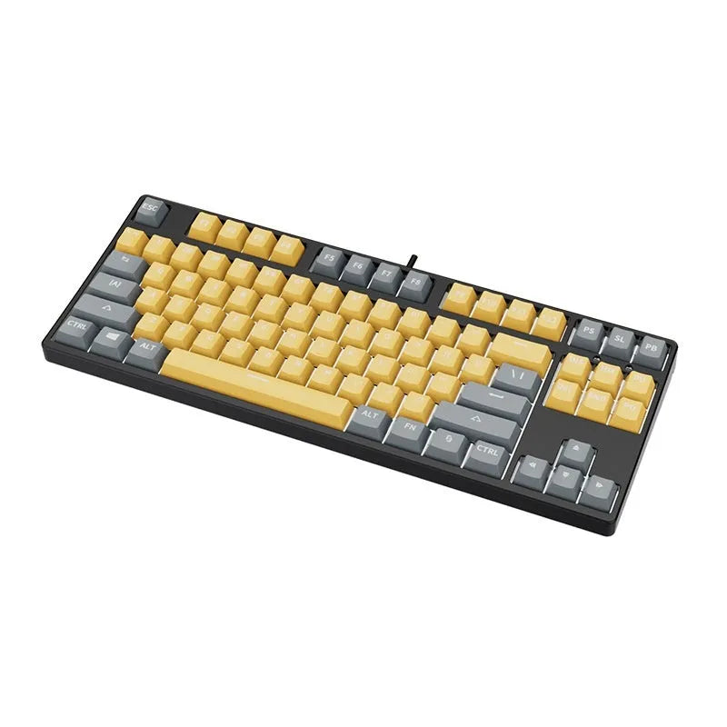 87-key wired mechanical keyboard with hot-swappable sockets in a dual-colour design