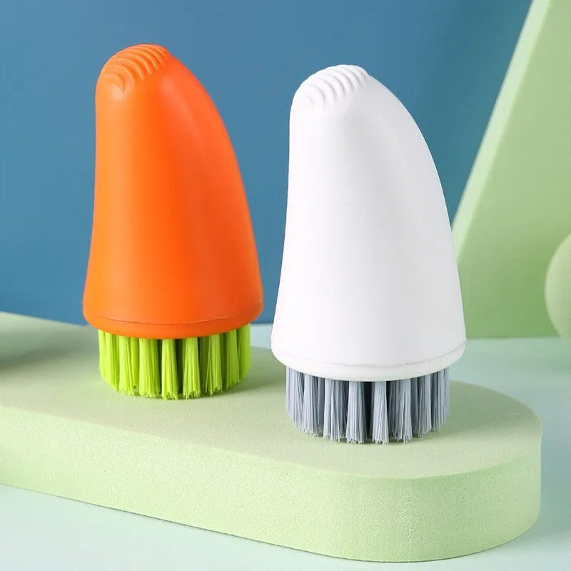 Orange and white carrot-shaped nylon cleaning brush with bristles, 20cm long