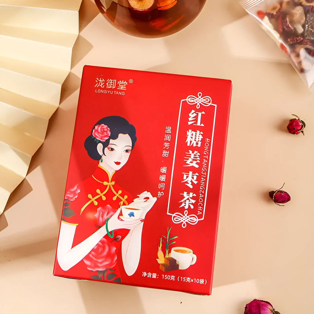 Box of brown sugar ginger jujube tea with wolfberry and red dates tea bags 150g