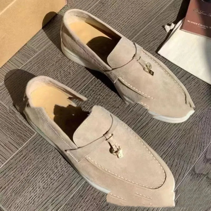 Slip-on loafers with rubber soles, steel toe caps, and artificial PU uppers in multiple colour options