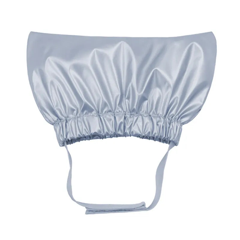 Adjustable waterproof shower cap for a cat or dog in gold, pink, or silver colour.