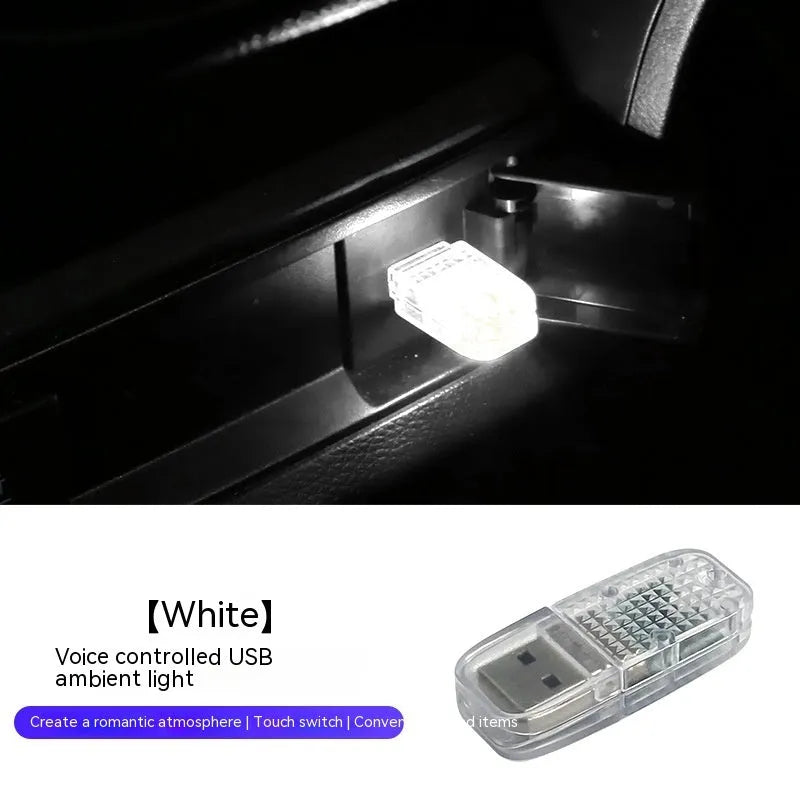 USB car interior ambient light with voice control and touch switches for multiple colours