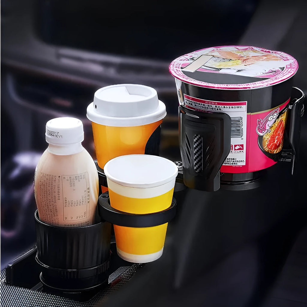 One Point Four adjustable car water cup holder with retractable base in carbon fibre black colour