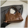 Large capacity PU tote bag for women in black, brown or coffee with sandwich pocket and phone bag