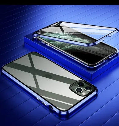 Glass anti-spy privacy phone case with clamshell design for iPhone models