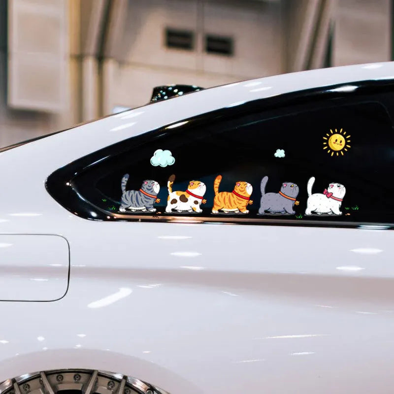Waterproof PVC car sticker with five cats climbing design for vehicle exterior decoration