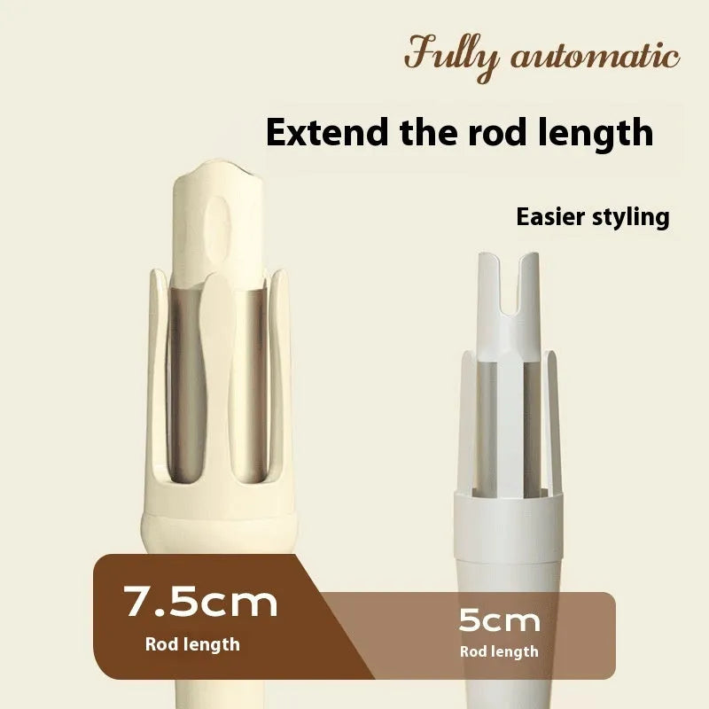 Automatic hair curler with 32mm barrel in white and pink colour variant, includes power adapter.