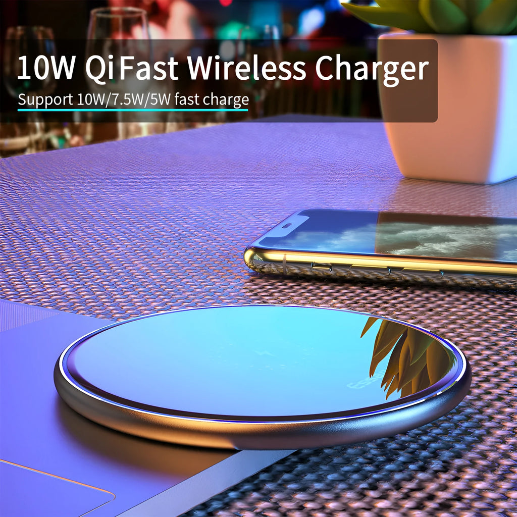 Black and white 15W aluminum alloy wireless charger with LED indicator and anti-slip surface for Qi devices