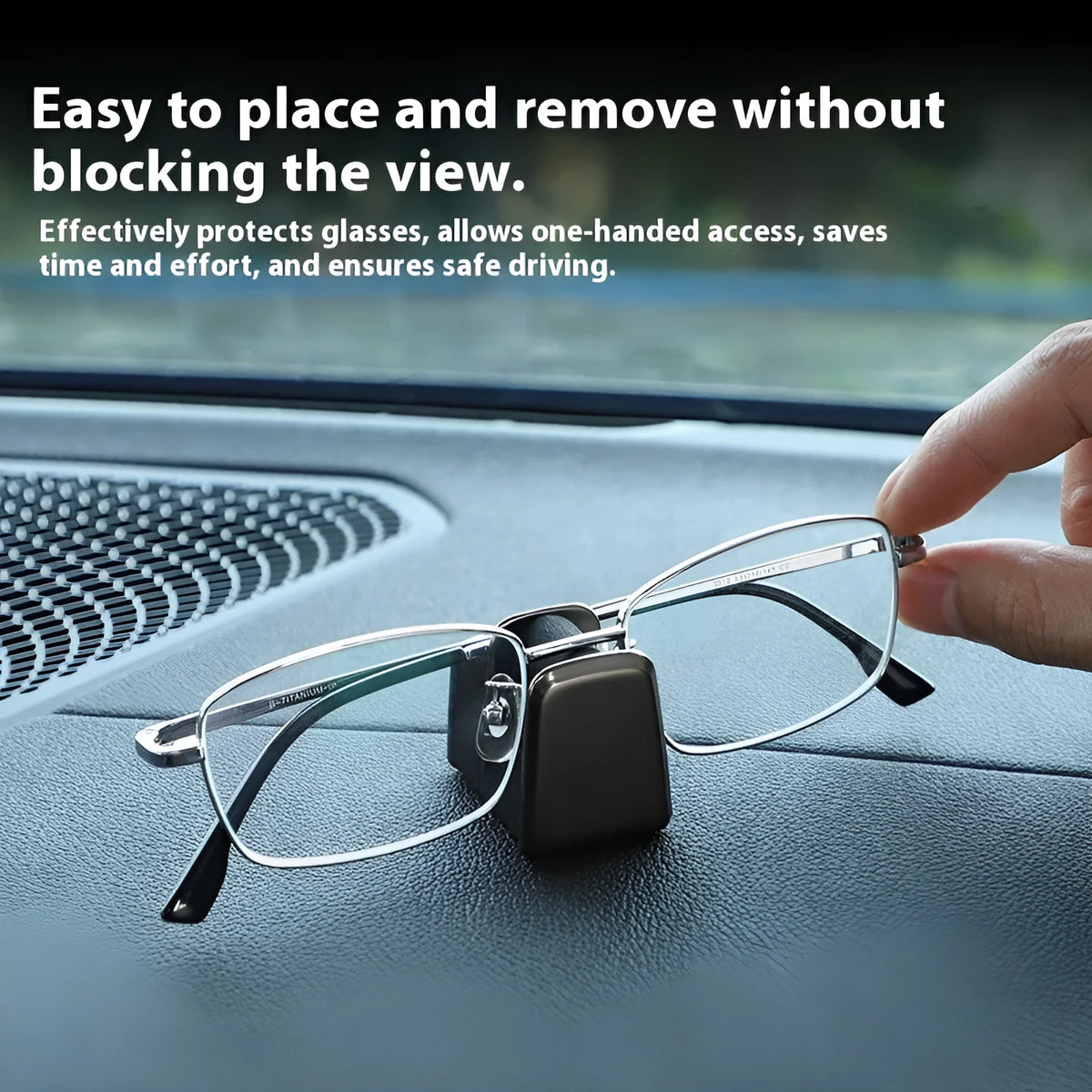 Car dashboard sunglasses clip nose pad holder in zinc alloy leather construction