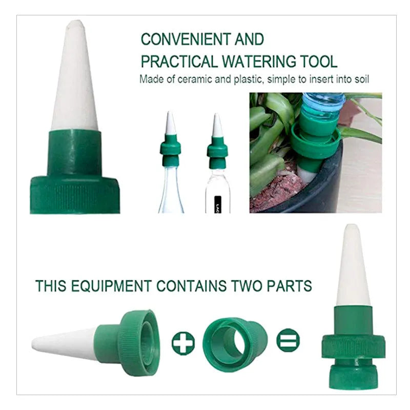 Green ceramic plant watering dripper for cola bottle irrigation system