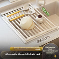 Milky white 304 stainless steel foldable kitchen draining rack