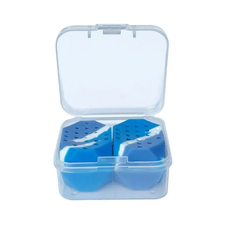 Two silicone camouflage facial fitness balls for masseter exercise in transparent packaging