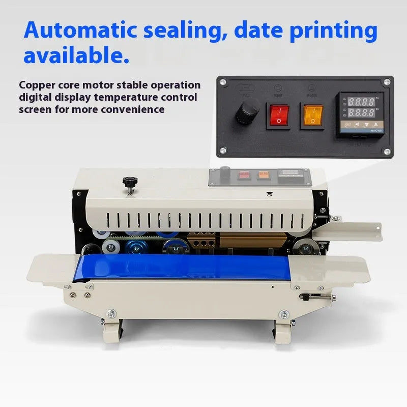 Mini handheld steel seal sealing machine for printing dates on heat-sealed plastic bags.