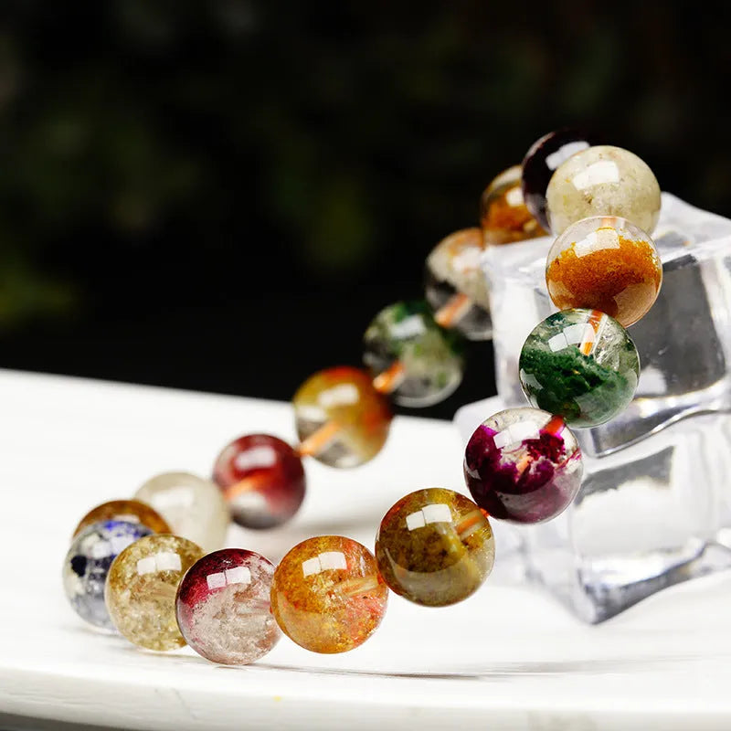 Crystal bracelet with colourful ghost cornucopia design on 10mm ball beads