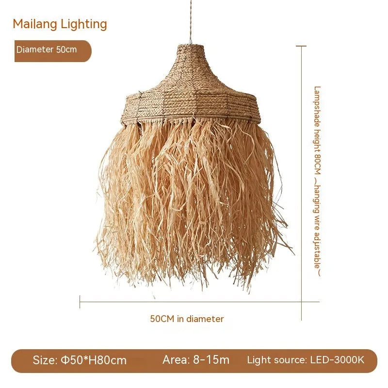 50cm diameter retro restaurant chandelier with wild vetch and willow weaving construction