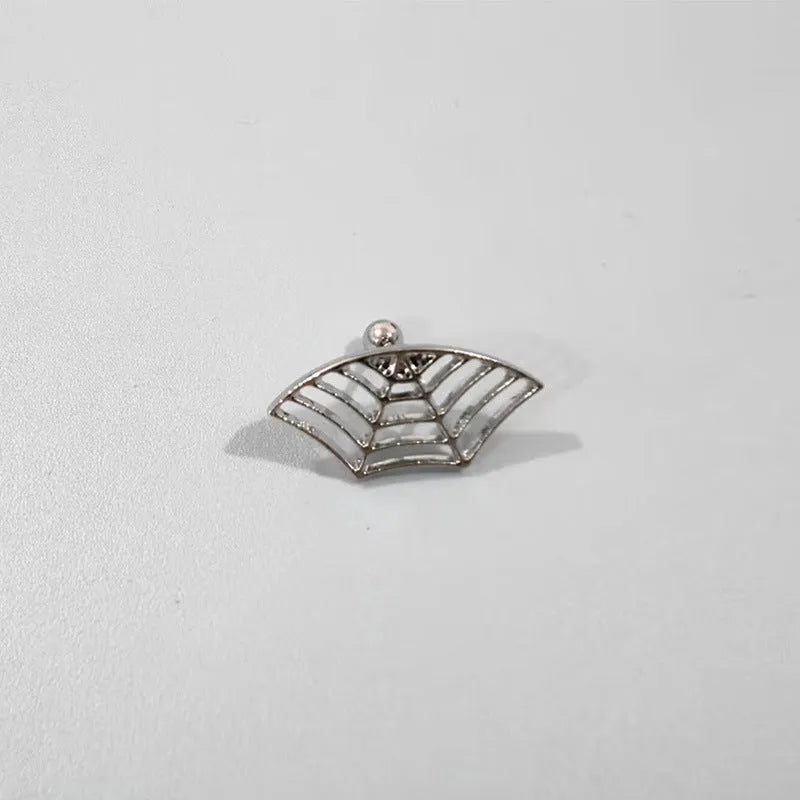 Geometric spider web metal stud earrings with electroplated gold and silver colour options